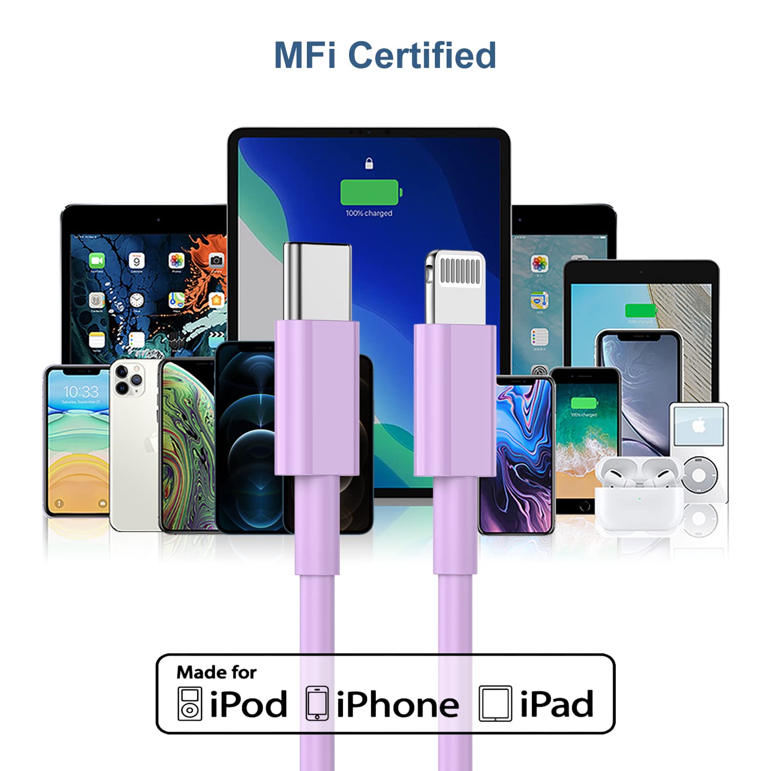 Amazon.co.jp: 6フィート iPhone充電器 USB C Lightningケーブル、USB