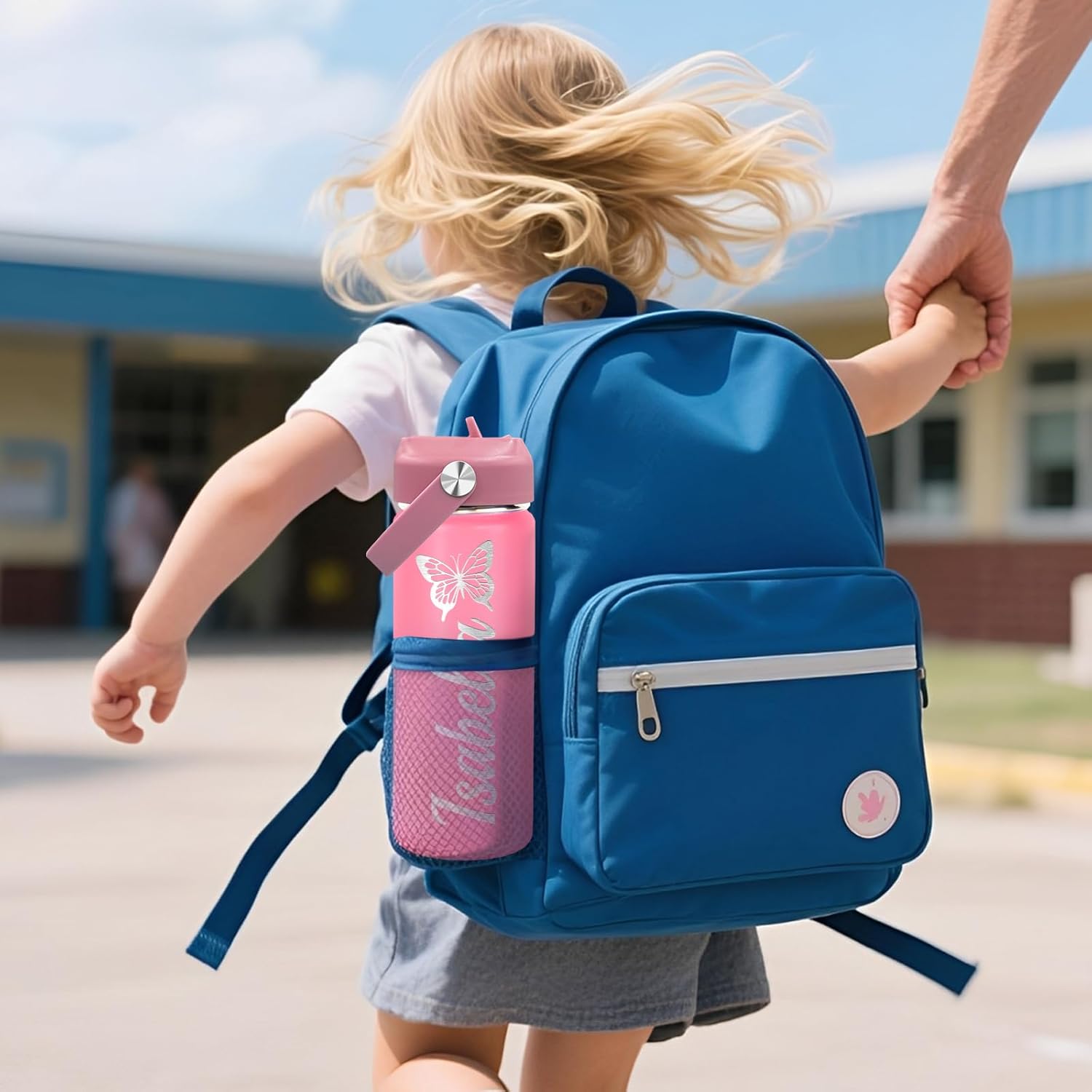 Made in USA - Personalized Kids Water Bottle with Name for School - Custom 18oz Water Bottle with Straw Lid Stainless Steel w/Engraved Names - Personalized Christmas Kids Gifts for Boys Girls - Image 2