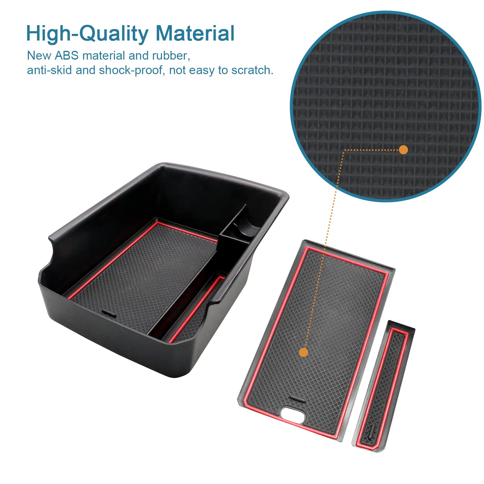 Organizer Console Centrale Coleya Per Audi A3 8Y 2021-2023 - Portaoggetti Con Tappetino Antiscivolo, Nero - Foto 3