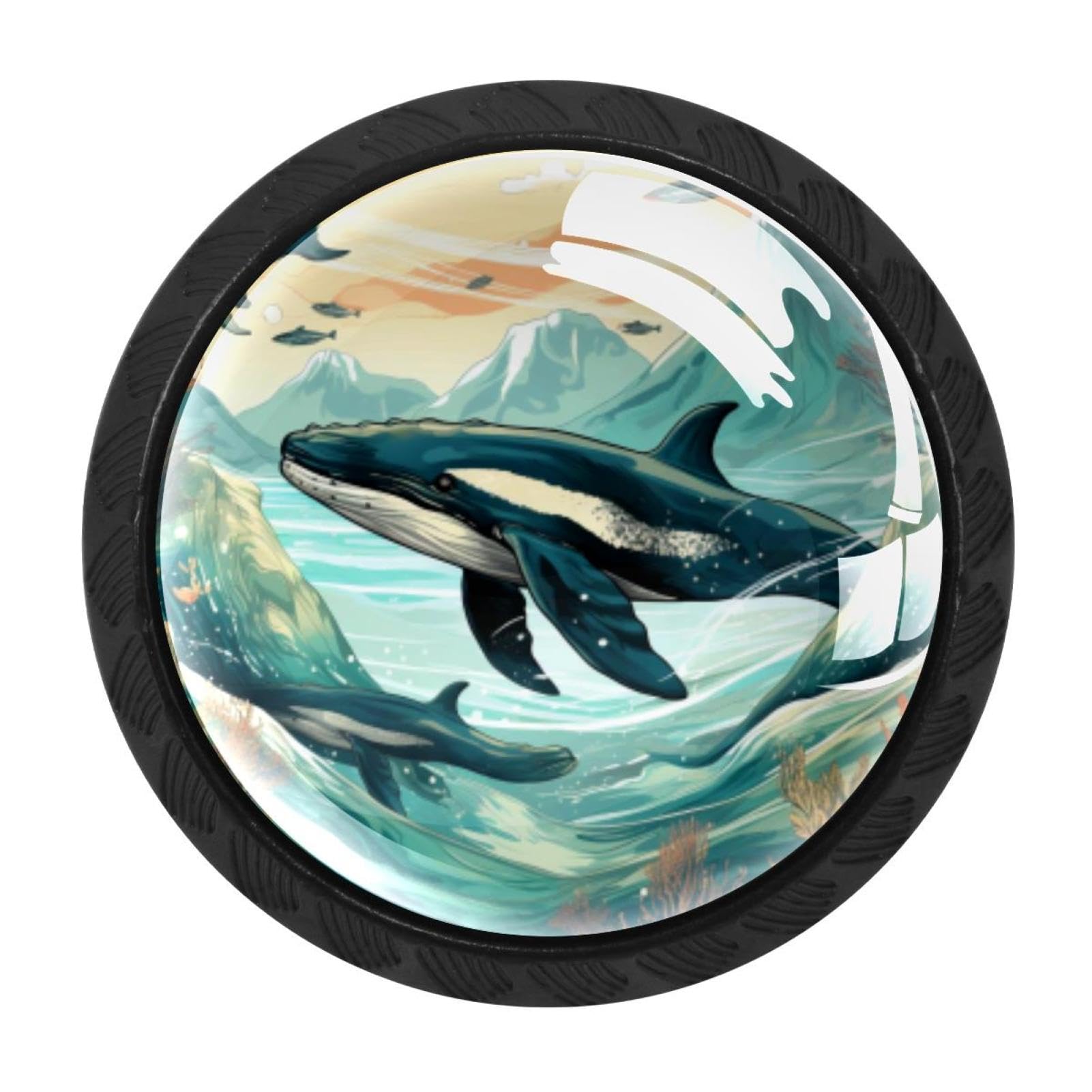 CHENZZZZ Whale Cabinet Knobs 4 Pieces Drawer Kitchen Cabinets Dresser Cupboard Wardrobe Unique Pulls Handles