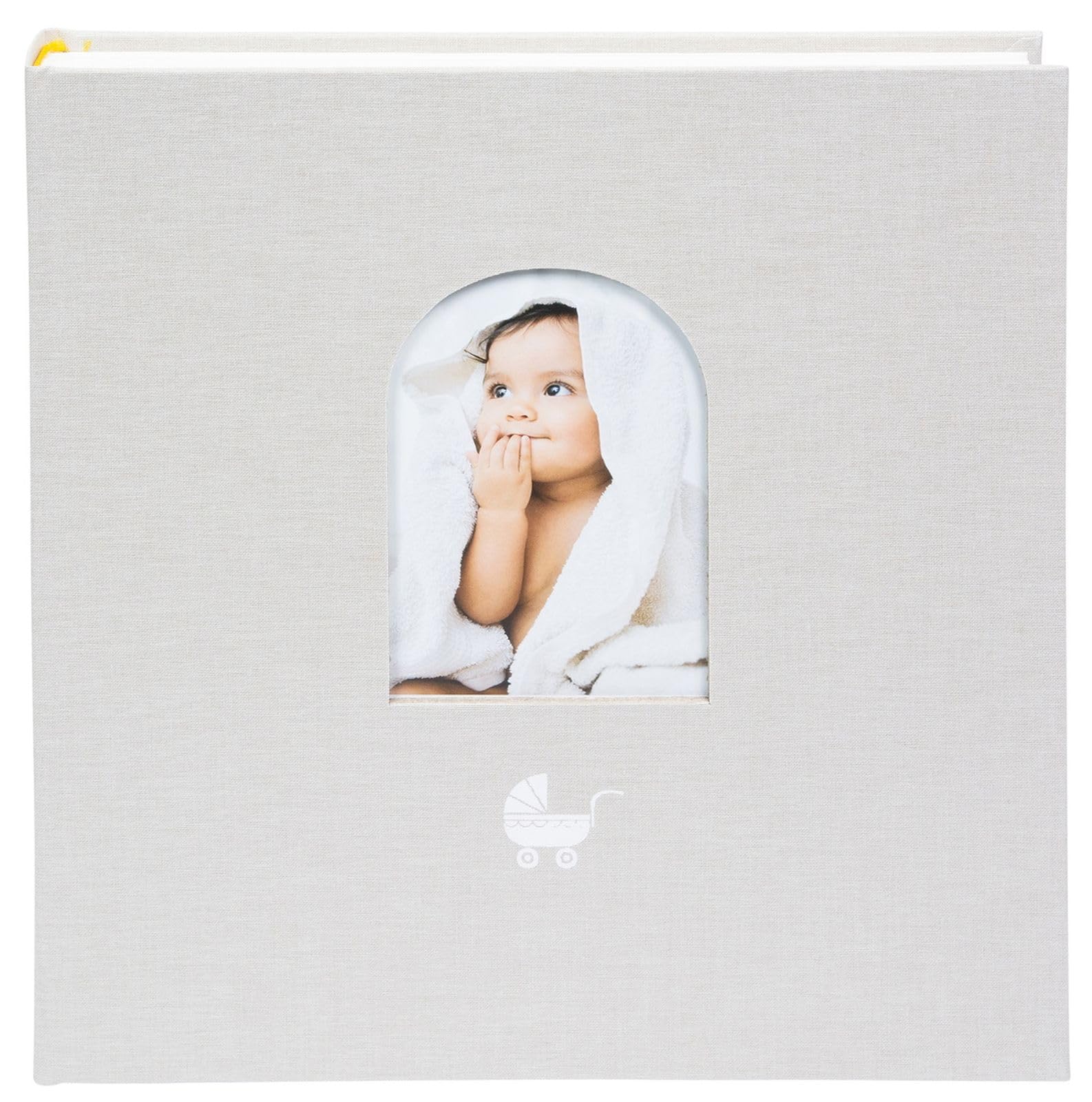 goldbuch 15 017 Cozy Nest szary album pamiątkowy dla niemowląt, album pamiątkowy z okienkiem, 58 białych z przekładkami pergaminowymi i 4 ilustrowanymi stronami, okładka z nadrukiem artystycznym, ok