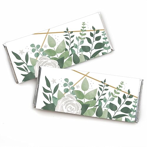 Big Dot of Happiness Boho Botanical - Envoltura de barra de caramelo, regalos de fiesta de vegetación - Juego de 24