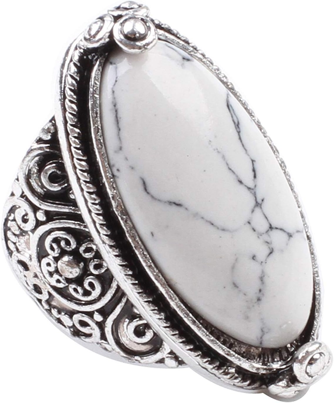 LadayPoa Charming Synthetic-Turquoise Tibet Silver Plated Fashion Ring