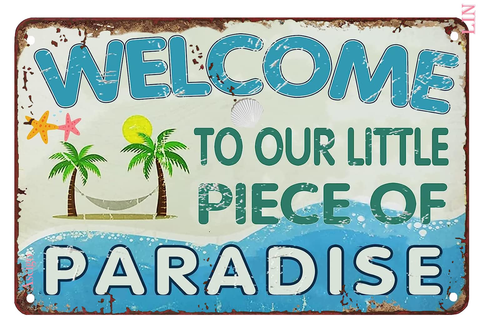 Metal Decorations for Yard Welcome to Our Little Piece of Paradise Welcome