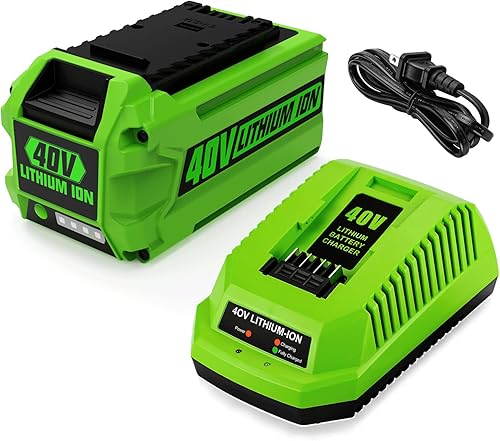 Energup 6.5A 40V 29472 29462 Reemplazo para batería Greenworks de 40 V y cargador 29482, para herramientas G-MAX de 40 voltios 29252 20202 22262,