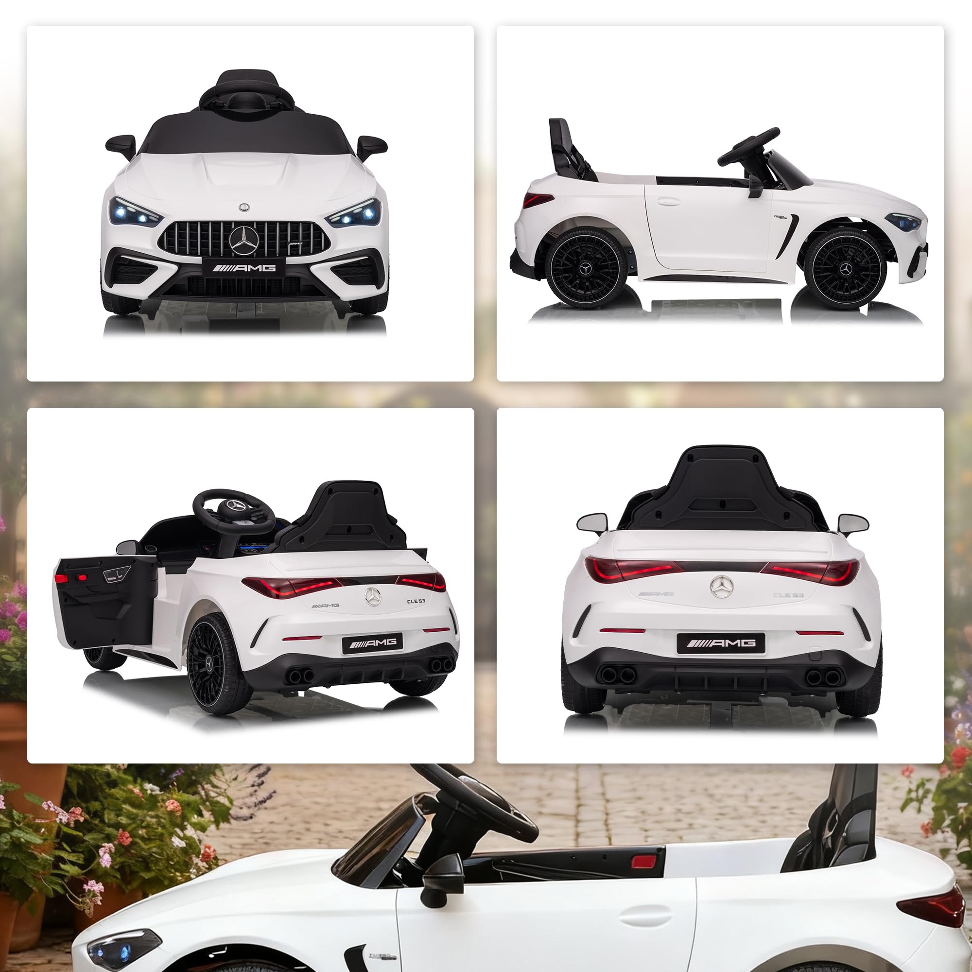 AIYAPLAY Voiture Électrique Enfant Mercedes AMG CLE 53 12V 2 Moteurs Blanc | Télécommande Parentale 2,4G, Véhicule Électrique, Portes Ouvrantes, Phares LED, Lecteur MP3, Cadeau Garçons et Filles
