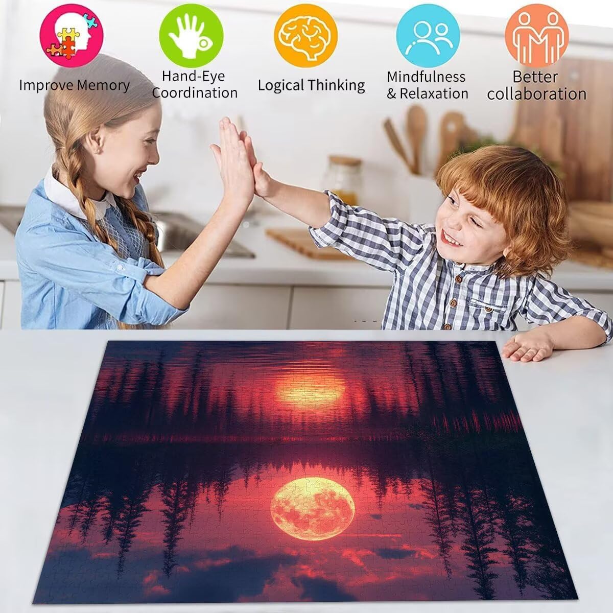 Puzzle Erwachsene 2000 Teile Mond Landschaft Educa Jigsaw für Kinder ab 8 Jahren Mädchen Jungen, Erwachsene Impossible Klassische Puzzles Schwer, Anspruchsvoll Spielspaß, Als Geschenke 70x99cm t-986