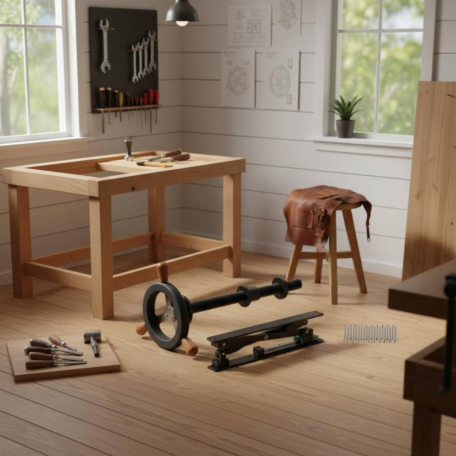 Étau de Table Établi Étau de Menuisier Étau de Banc Étau de Pied avec Lien Parallèle X Ouverture Large Réglage Facile Pression Stable Acier 45 et, style to 2