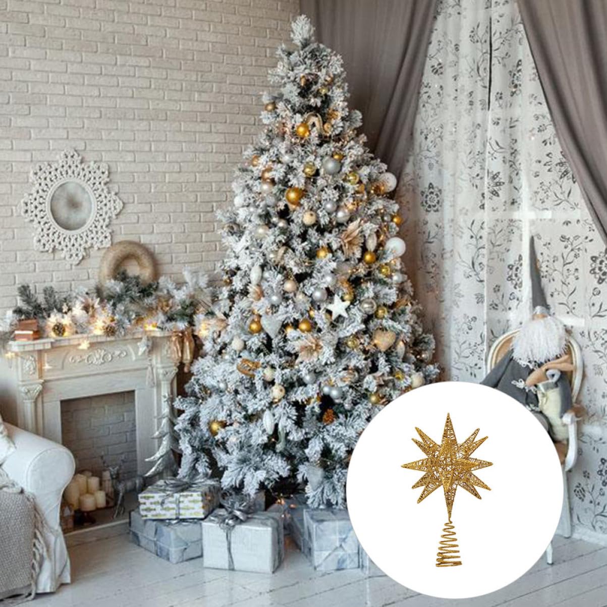 COLLBATH Colgante De Navidad con Forma De Estrella De Hierro Duradero para Decoración De Árbol De Navidad para El Hogar La Oficina Y Fiestas