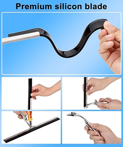 Miniatura 5 de Aliglow Escobilla de acero inoxidable multiusos para puertas de ducha de vidrio, ventana de automóvil, espejos del hogar, limpiador de ducha de