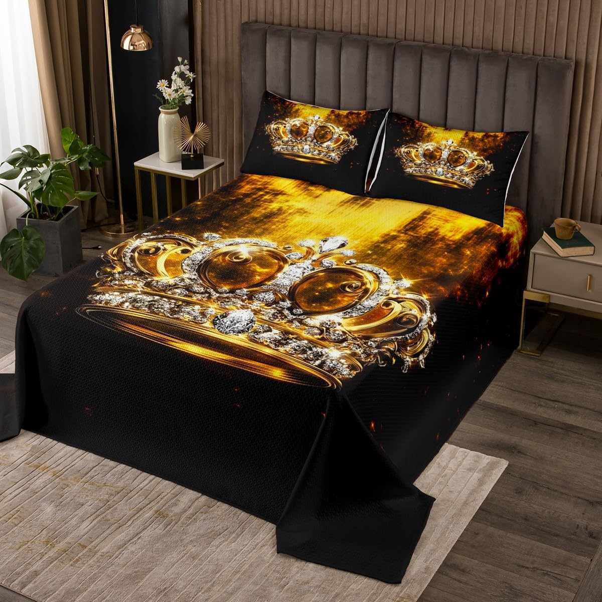 Skeleton Bride Bedding Set Queen Size,Gothic Sugar Skull Bedspread 3Pcs,Horror Style Castle Comforter Set for Kids Girls Boys Teens Room Decor,Halloween Theme Quilt Coverlet,2 Pillowcases