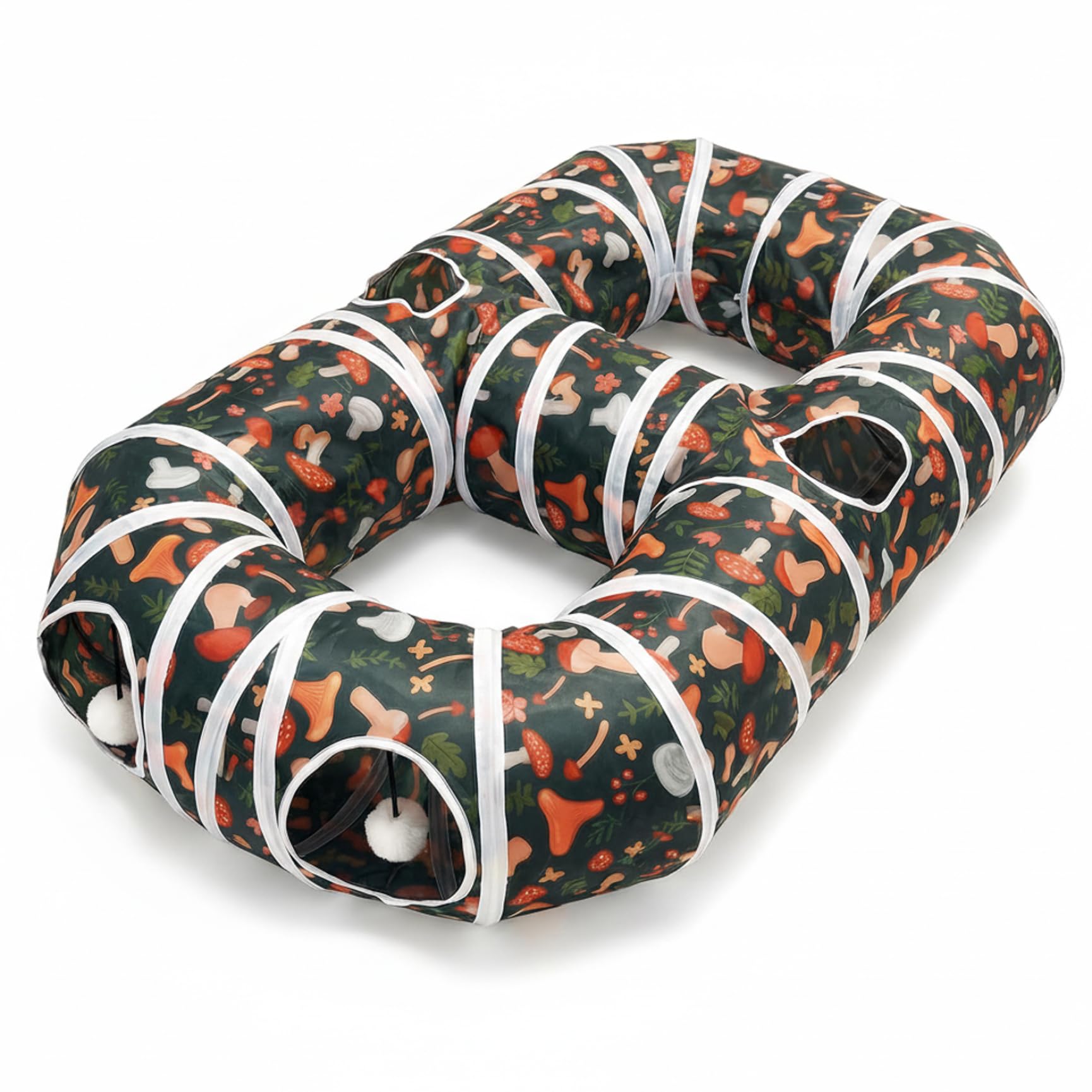 Tunnel chat pliable anti-ennui avec couchage en peluche pour stimuler votre animal