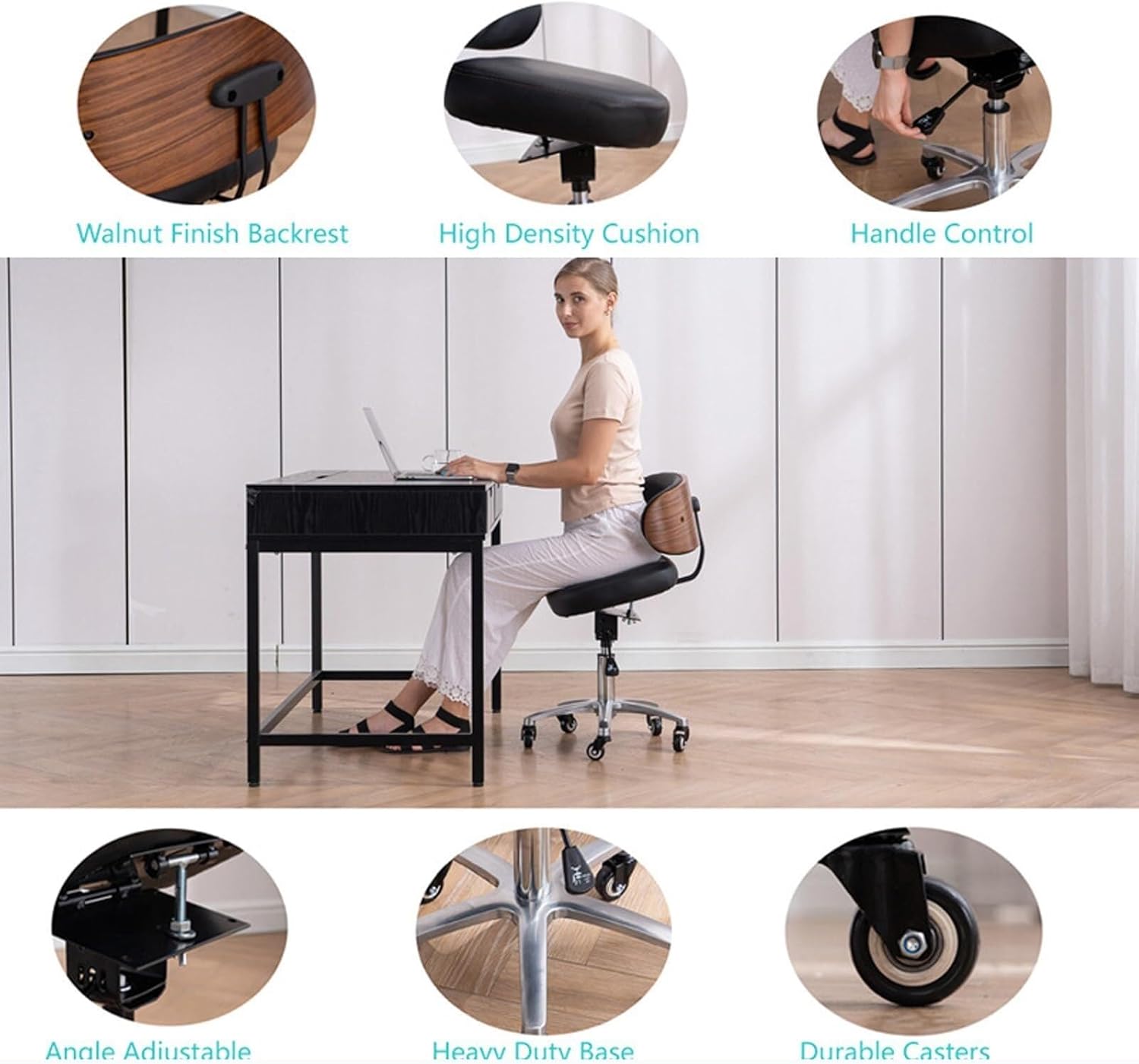 Ergonomic Kneeling Chair with Adjustable Angled Seat for Office and Home Posture Support