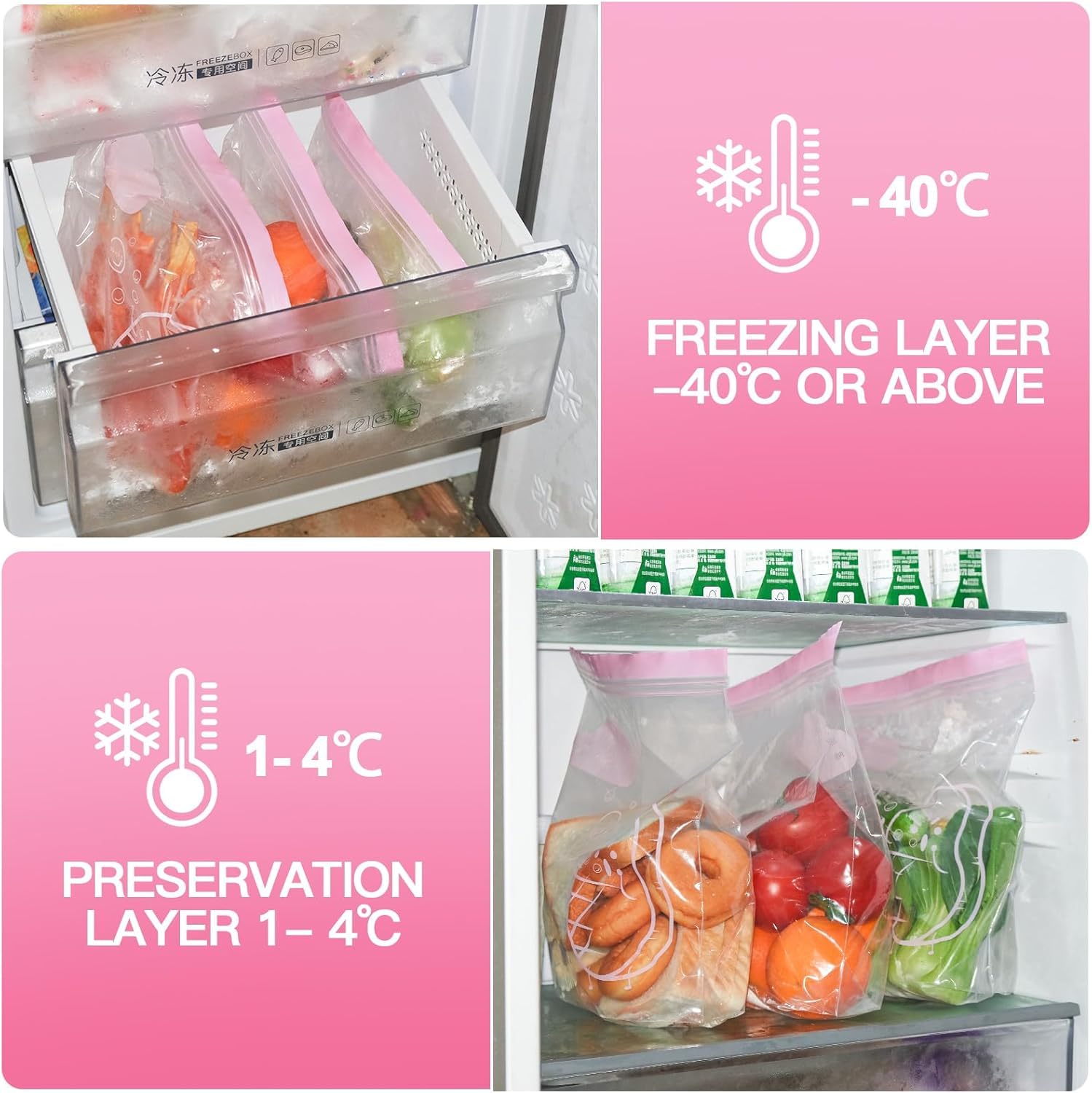 Set 65 sacchetti ermetici zip 3 taglie riutilizzabili alimenti