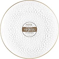 Vista 5 de [Rosa martillado con borde dorado paquete de 4] Platos de presentación de 13'' rosa martillado con borde dorado de plástico resistentes desechables