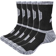 YUEDGE Mens Hiking Socks Moisture Wicking Mens Sock Cushioned Casual Athletic Sock Comfort Work Socks for Men, 5 Pairs