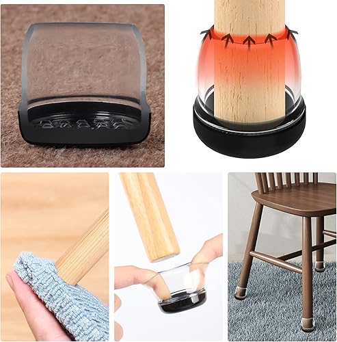 Miniatura 6 de MAYZOLOP Deslizadores de silla para suelos alfombrados, deslizadores de silla cuadrados para muebles, protectores de patas de silla de teflón para