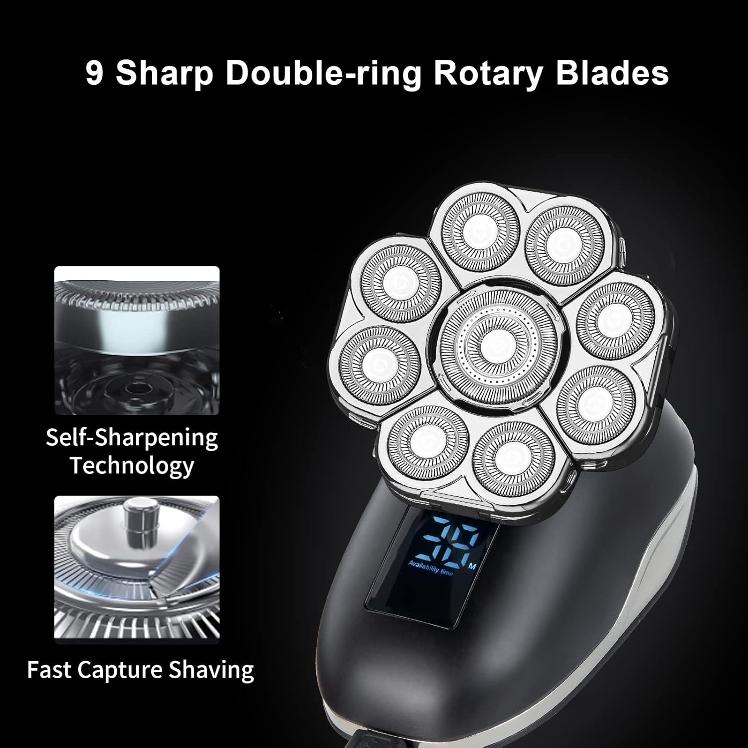 Head Shaver Replacement Heads,Head Shaver Replacement Blades, Head Shavers for Bald Men,Head shavers for Men, Stainless Steel Rotary Blades for Electric Head Razor (silver9) - Image 7