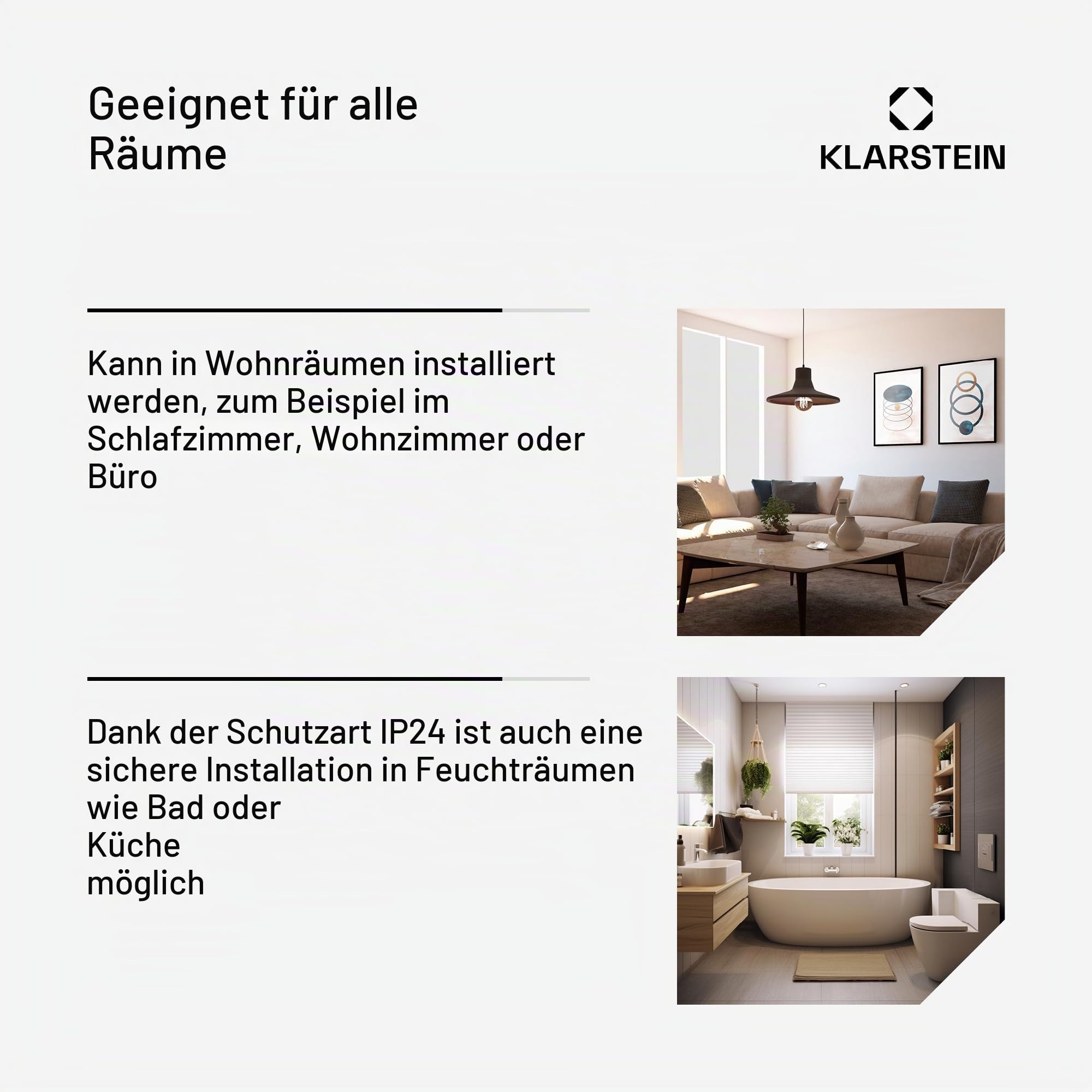 Klarstein Elektroheizung, Konvektor-Heizung mit Bodenrollen, Mobile Elektroheizung Energiesparend, Leise Heizung Elektrisch, Standgerät Heizkörper Elektrisch mit Thermostat & App-Steuerung, 2000 W