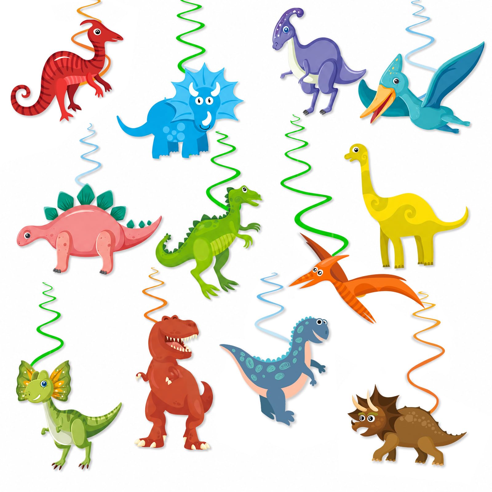 24PCS Dinosaur Party Decorations Dinosaur Birthday Decoration Hanging Swirl