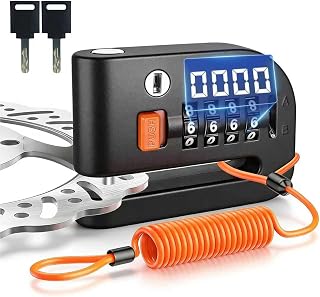 Motorcycle Disc Brake Lock Suite，Motorcycle Locks Anti-Theft High Security 4-Digit Code Wheel Brake Lock Waterproof with R...