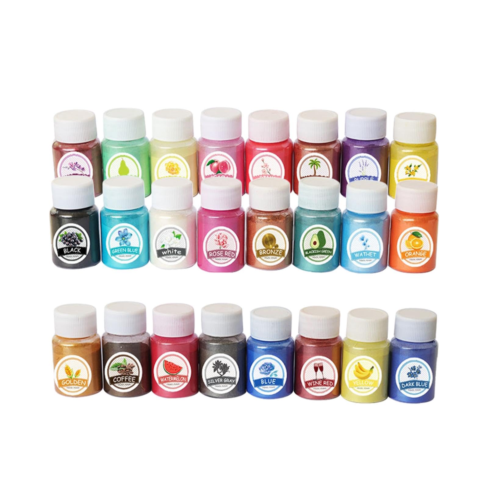 Glimmerpulver, Farbpulver, Pigment für Badeseife, Kerzenherstellung, 24 Farben, 20 ml, 2 Stück