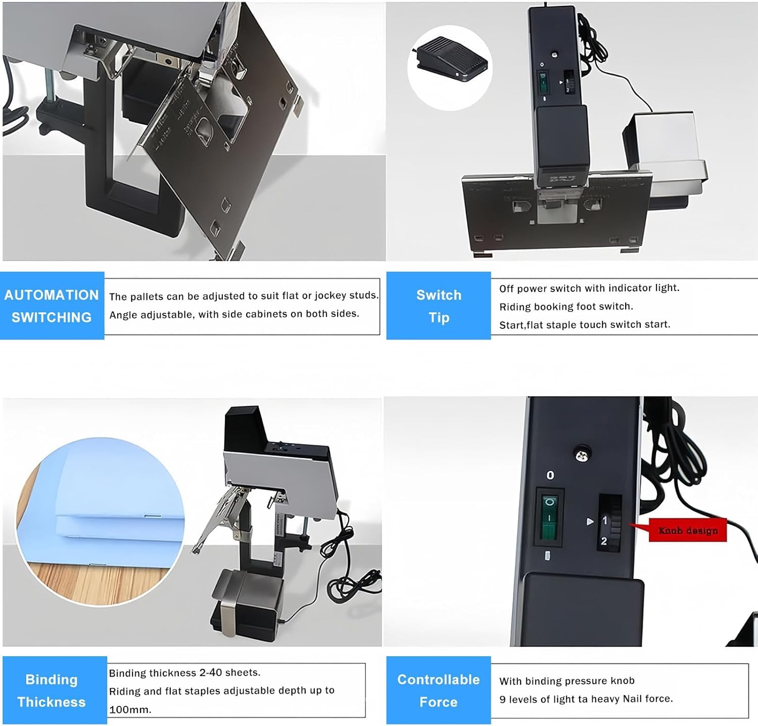 Cucitrice a Sella elettrica Automatica per carichi Pesanti - Raccoglitore Automatico 106 per Rilegatura Piatta e di Libri, capacità di 210 Punti Metallici, rilegatrice Versatile