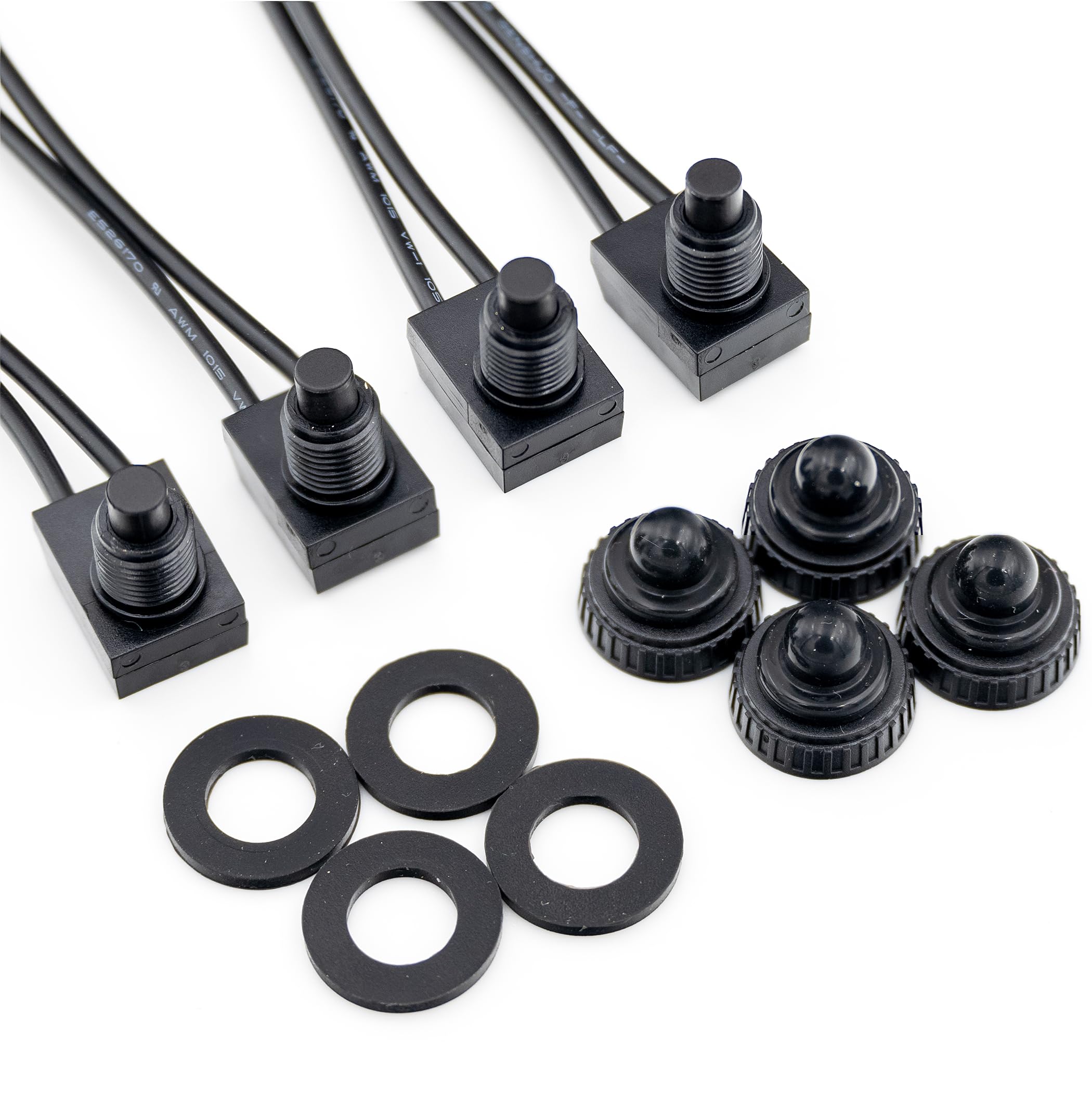 Lewttyer wodoszczelny mikroprzełącznik 12 V, 2-biegunowy, z przewodami 11 cm, 18 Awg (4 sztuki)