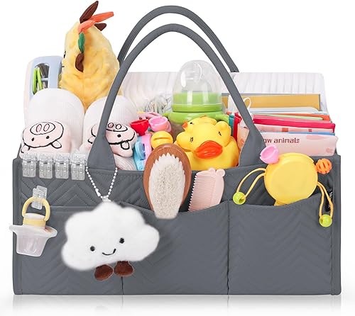 Skycase Organizador grande de pañales, organizadores de bebé y almacenamiento para artículos esenciales para recién nacidos, cesta de almacenamiento