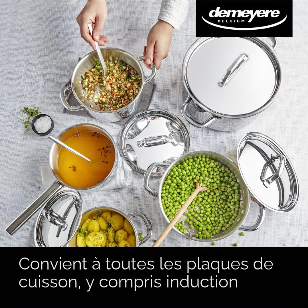Batterie de cuisine Demeyere Classico 3 en inox - set de 5 casseroles avec couvercle, y compris poêlon - batterie de cuisine pour induction et toutes autres cuisinières - 10 ans de garantie