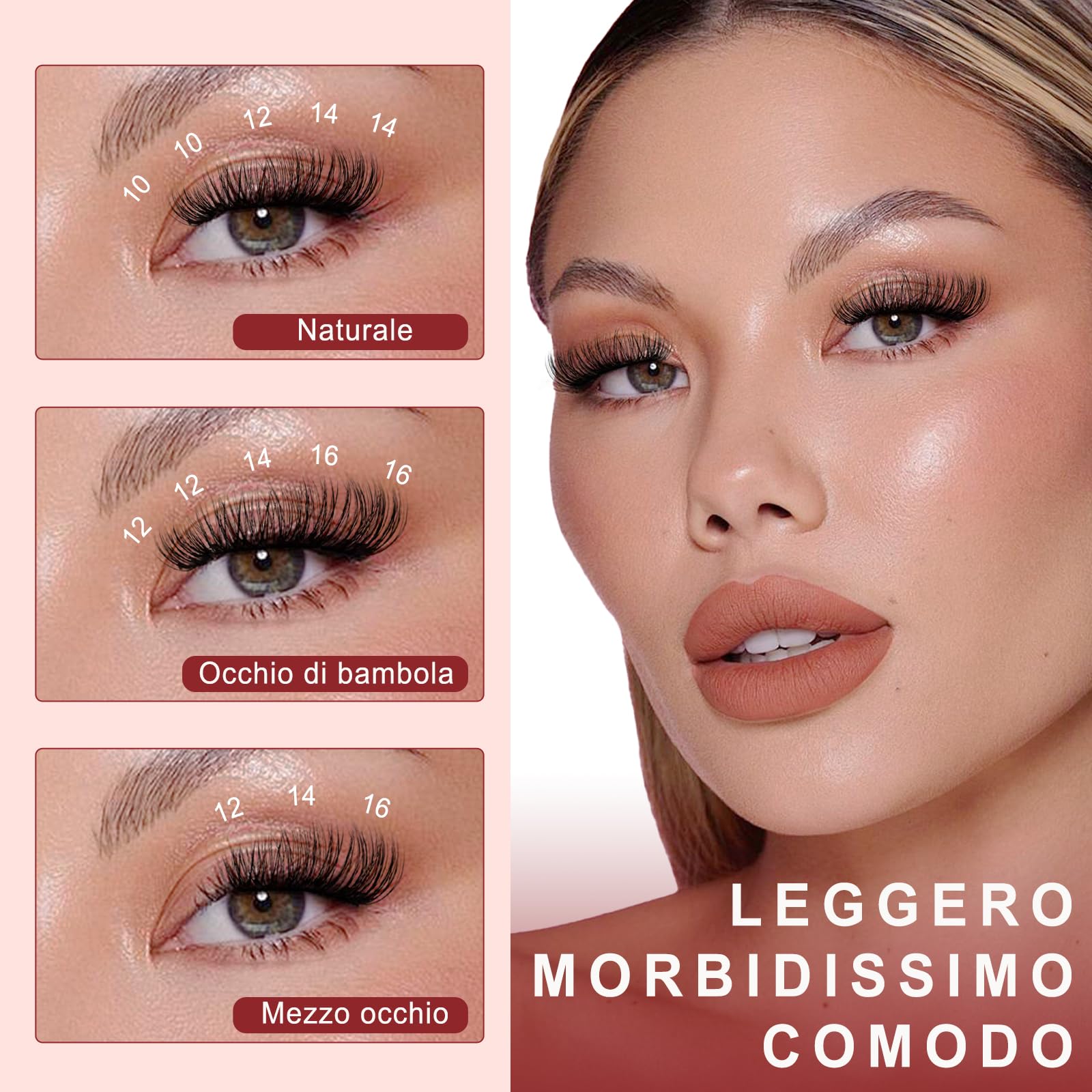 Higu Clace Ciglia Autoadesive, Ciuffetti Ciglia Finte Mix 10-16 Mm, Ciglie Finte Naturali, Ciglissime Press E Go Kit Senza Colla Adatto Ai Principianti(Natural)