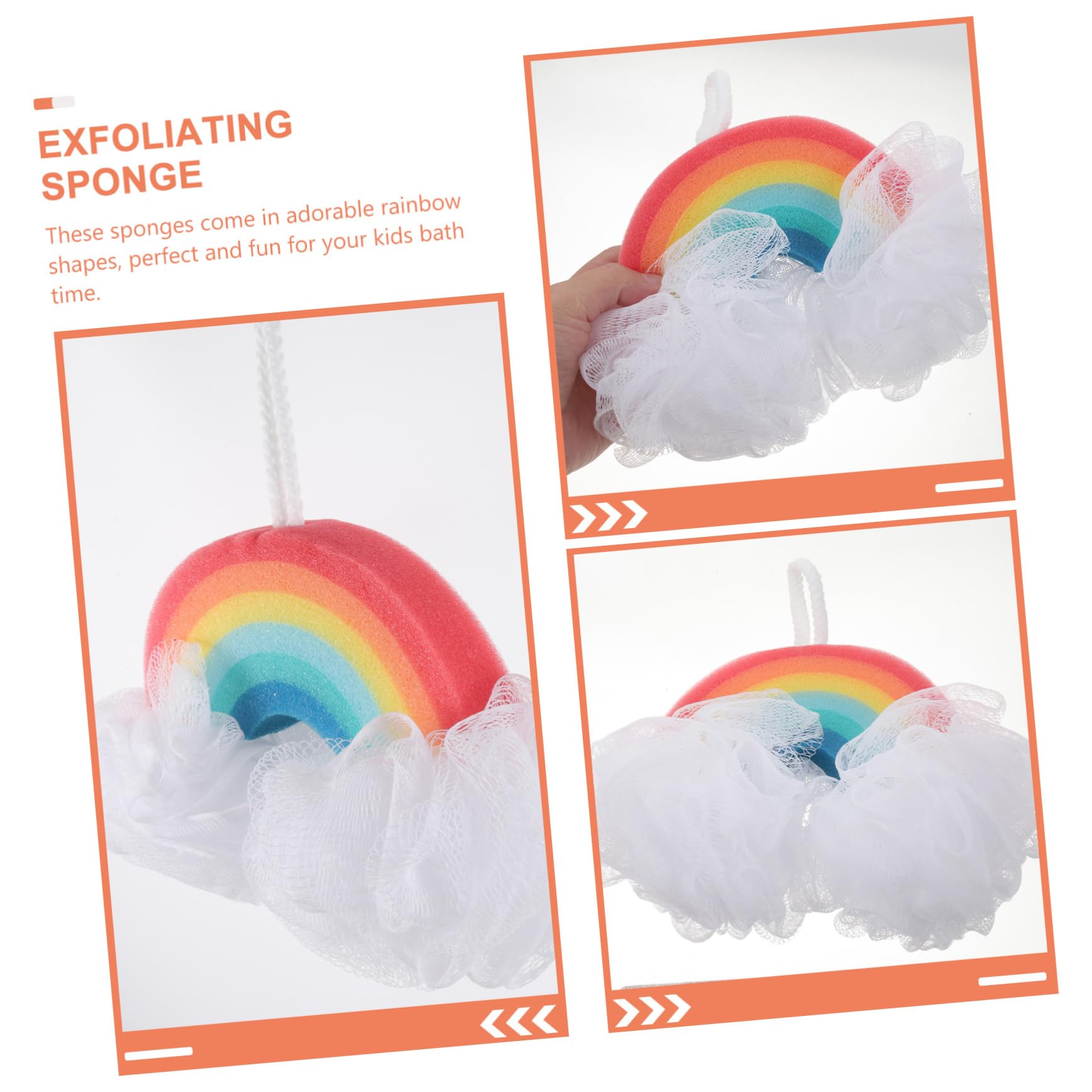 Anneome Spugna da Bagno Arcobaleno 2 Pezzi, Spugna Esfoliante Morbida per Bambini, Scrub Delicato Corpo per Bagno e Doccia, Materiale Confortevole e Portatile, per Pelle Sensibile