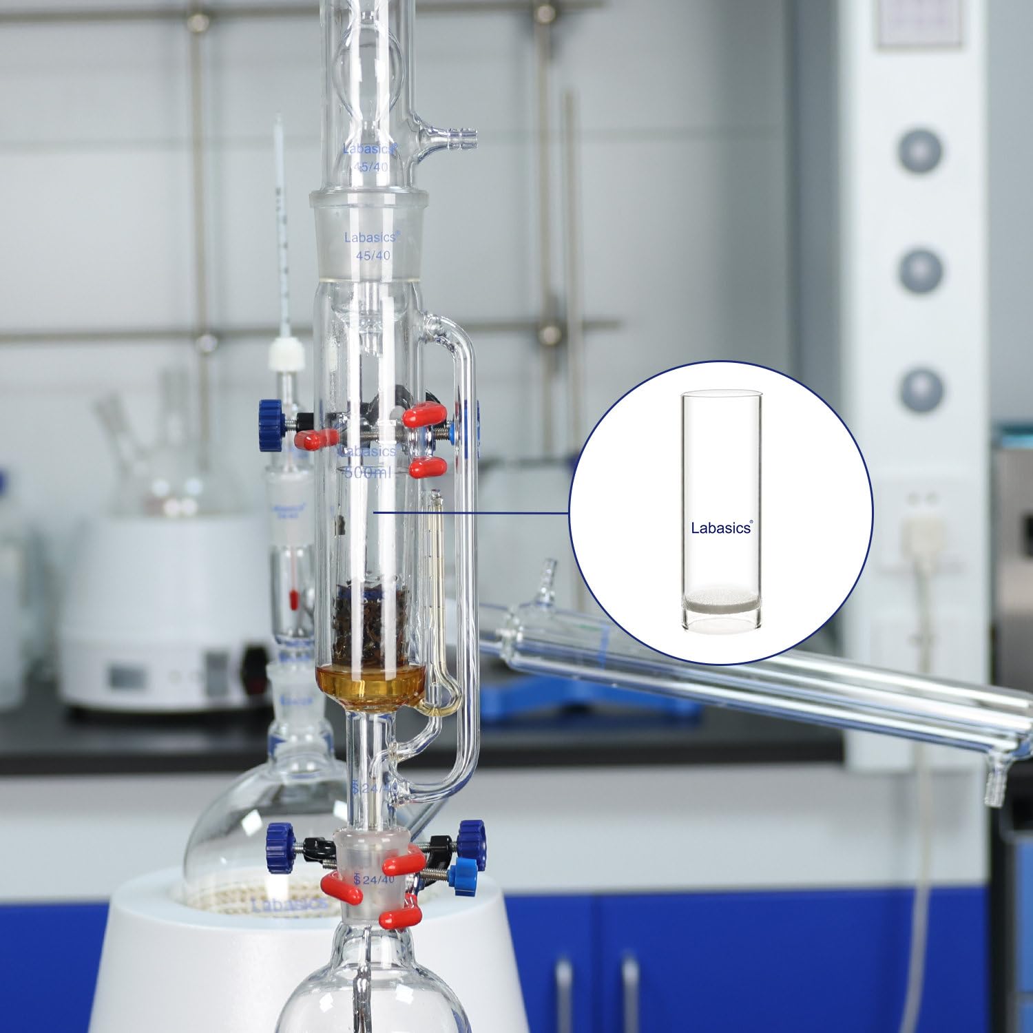 Labasics Thimble d'Extraction en Verre, Thimble en Verre Borosilicaté de Porosité Moyenne pour Appareil d'Extraction Soxhlet en Laboratoire, 30 mm ID 35 mm OD et Hauteur de 100 mm