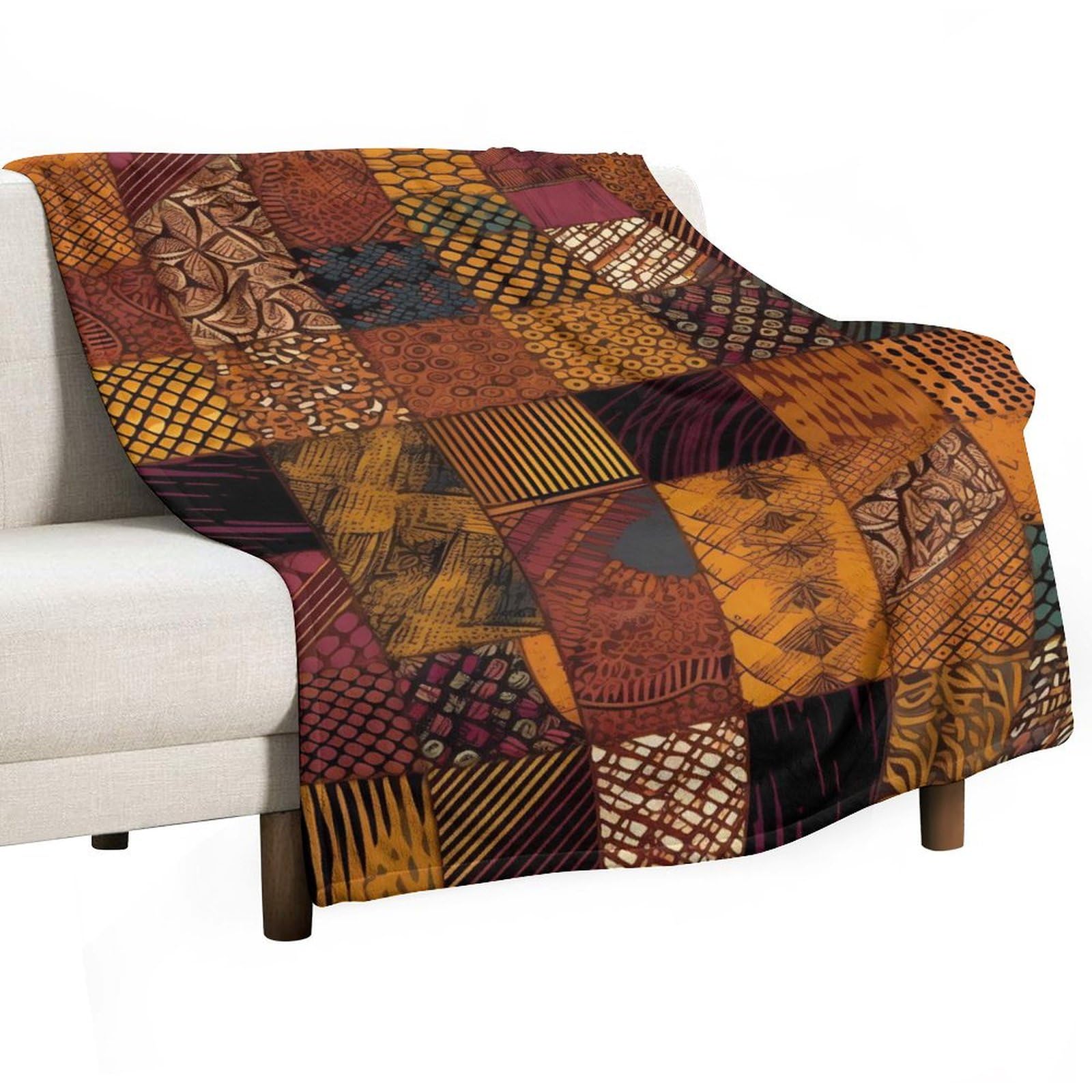Couverture patchwork africain plaid chaud lit salon 167x228