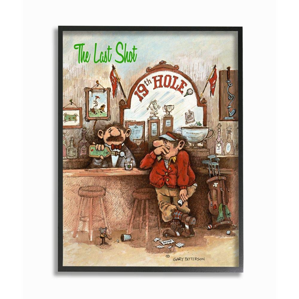 Stupell Industries The Last Shot Funny Golf Cartoon Sports Black Framed Wall Art, 16 x 20, Design By Artist Gary Patterson