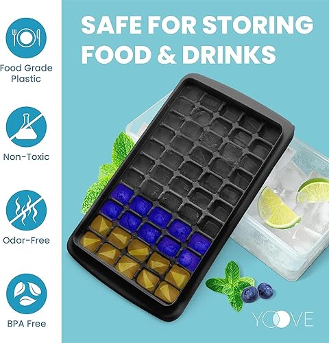 Miniatura 3 de Bandeja para cubitos de hielo con tapa y contenedor, bandeja de hielo sin BPA para congelador con tapa, recipiente y cuchara, bandejas apilables
