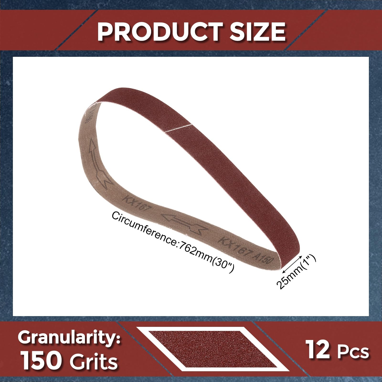 Kozelo 3 Pcs Sanding Belts 25mm x 762mm 150 Grit Aluminum Oxide Abrasive Sandpaper for Belt Sander Metal Grinding Wood Working Weld Rust Removal - Image 2