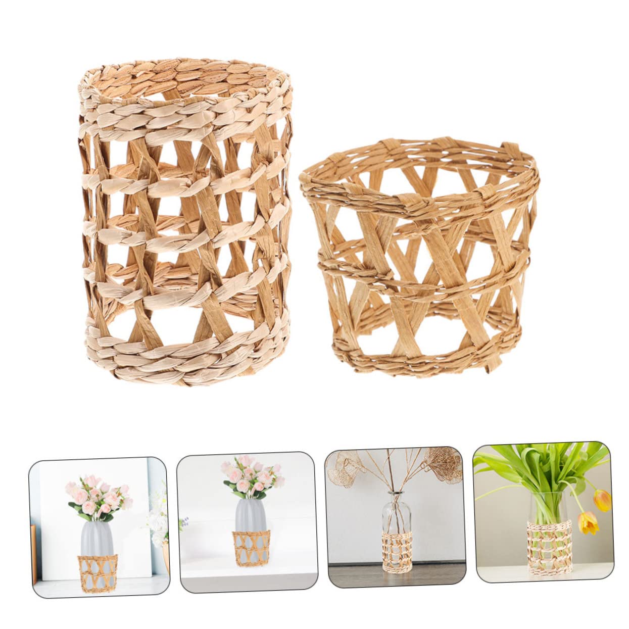 YARNOW 10piezas Funda De Vaso De Natural Creativos para Copas Aislante Térmico y Antideslizante Decoración Artesanal para Hogar y Oficina