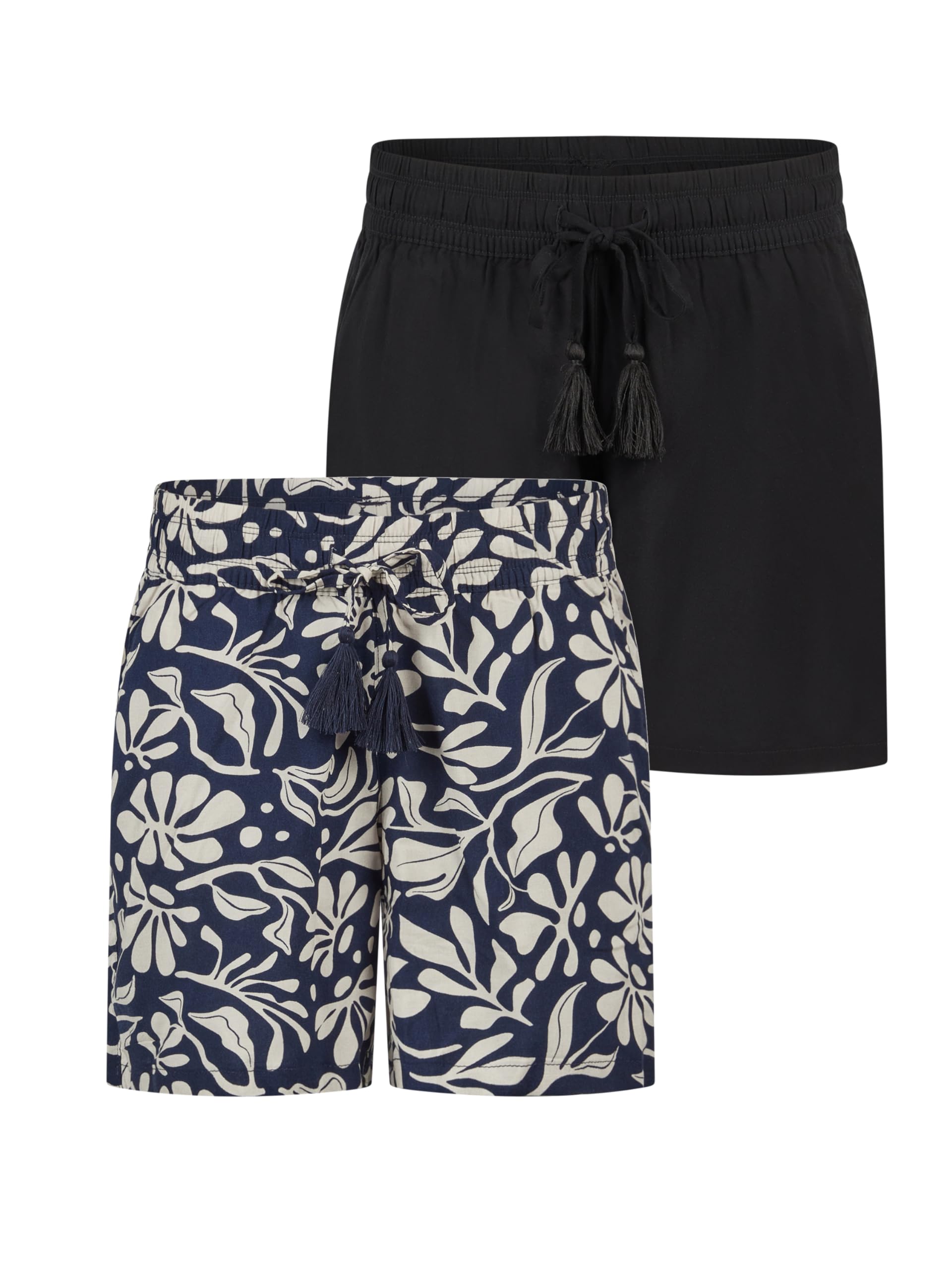 Short été Femme En Lin DENIMFY DFAlessia - Taille élastique Avec Cordon - Coupe Droite Poches - Couleurs Uni