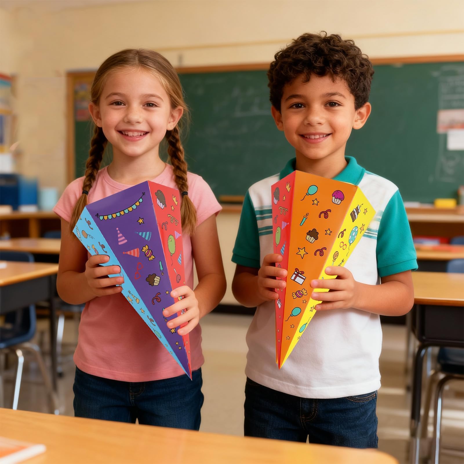Lot de 10 Sacs D'école de Bricolage 30cm pour Emballage Cadeau Rentrée des Classes Enfants
