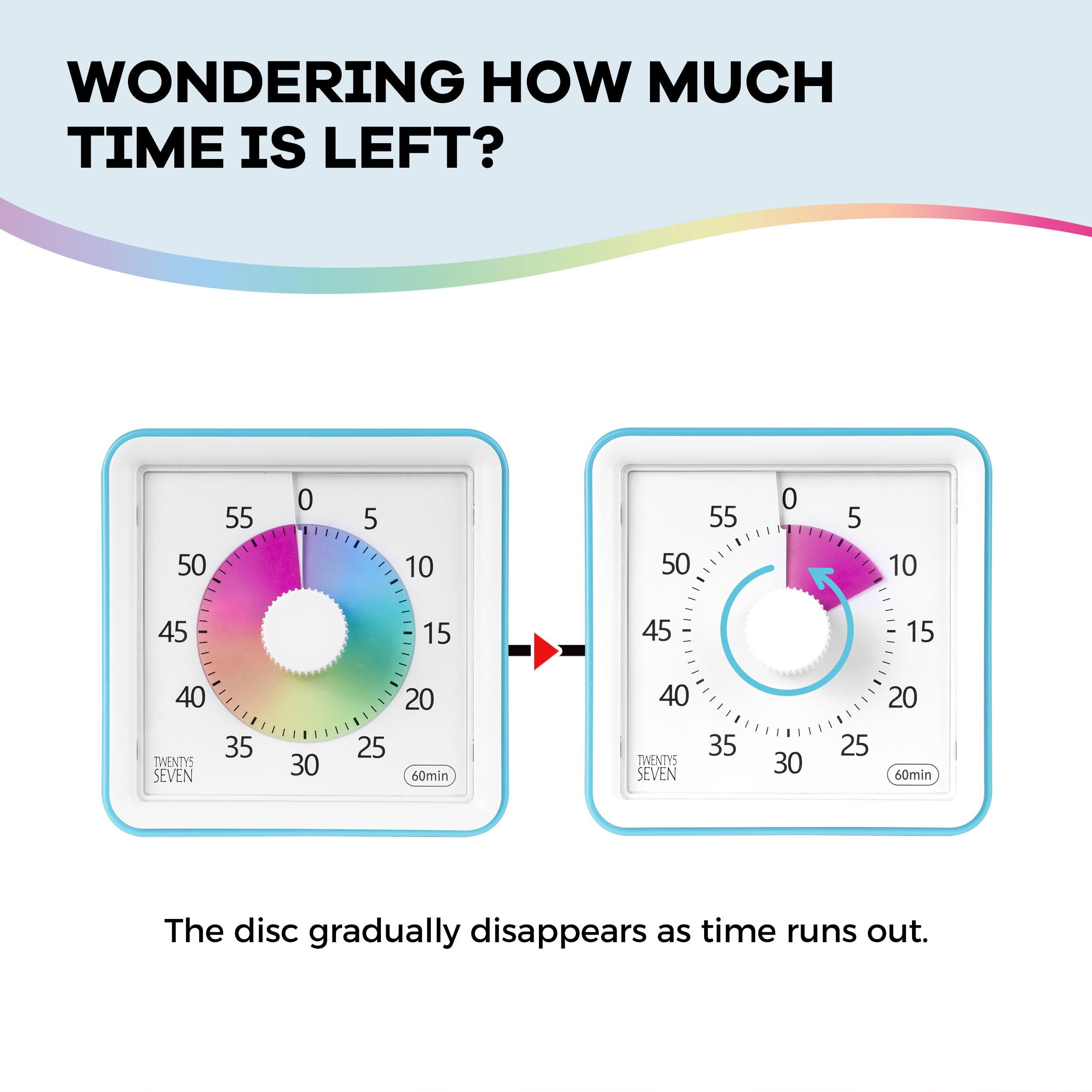Timer visivo con custodia protettiva, timer conto alla rovescia da 60 minuti per bambini, autismo, ADHD, aula, ufficio, conto alla rovescia per la gestione del tempo delle riunioni, blu cielo con