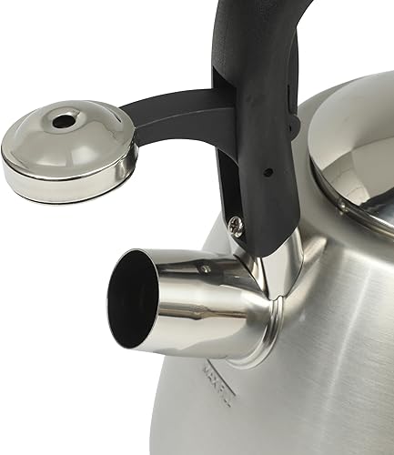 Miniatura 10 de Mr. Coffee Flintshire - Tetera silbante de acero inoxidable con mango de nailon, 1.75 cuartos de galón, color negro mate