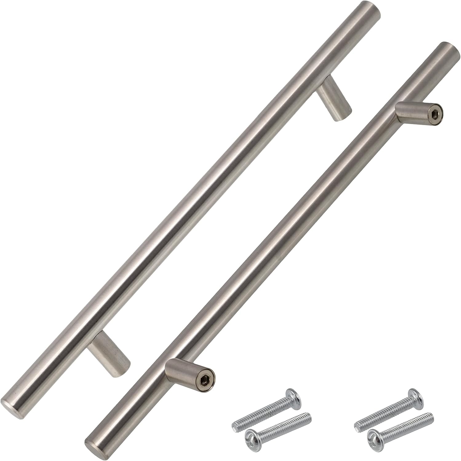 AERZETIX - C64362 – Set of 2 Furniture Handles Wheelbase 192 mm – Door Cupboard Drawer Interior Decoration Kitchen Living Room Assembly – Metal – Brushed Silver Finish