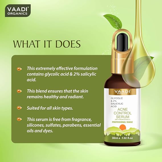 Anti Acne Face Serum With Glycolic & 2% Salicylic Acid - 30ml