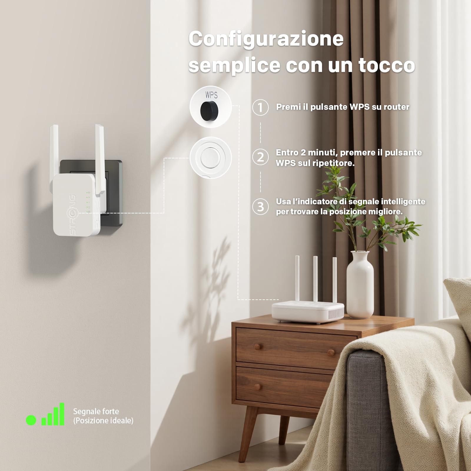 STRONG Ripetitore WiFi N300, Amplificatore WiFi Lunga Copertura