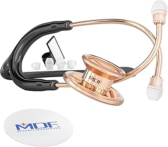 MDF MD One Stainless Steel Stethoscope, Adult, Black Tube, Rose Gold Edition Chestpieces-Headset, MDF777RG11