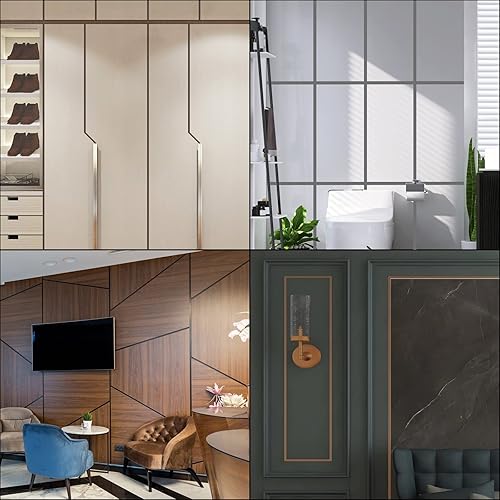 Miniatura 5 de Adhesivo autoadhesivo de 0.2 pulgadas x 82 pies, para pared, armario, baño, tono plateado