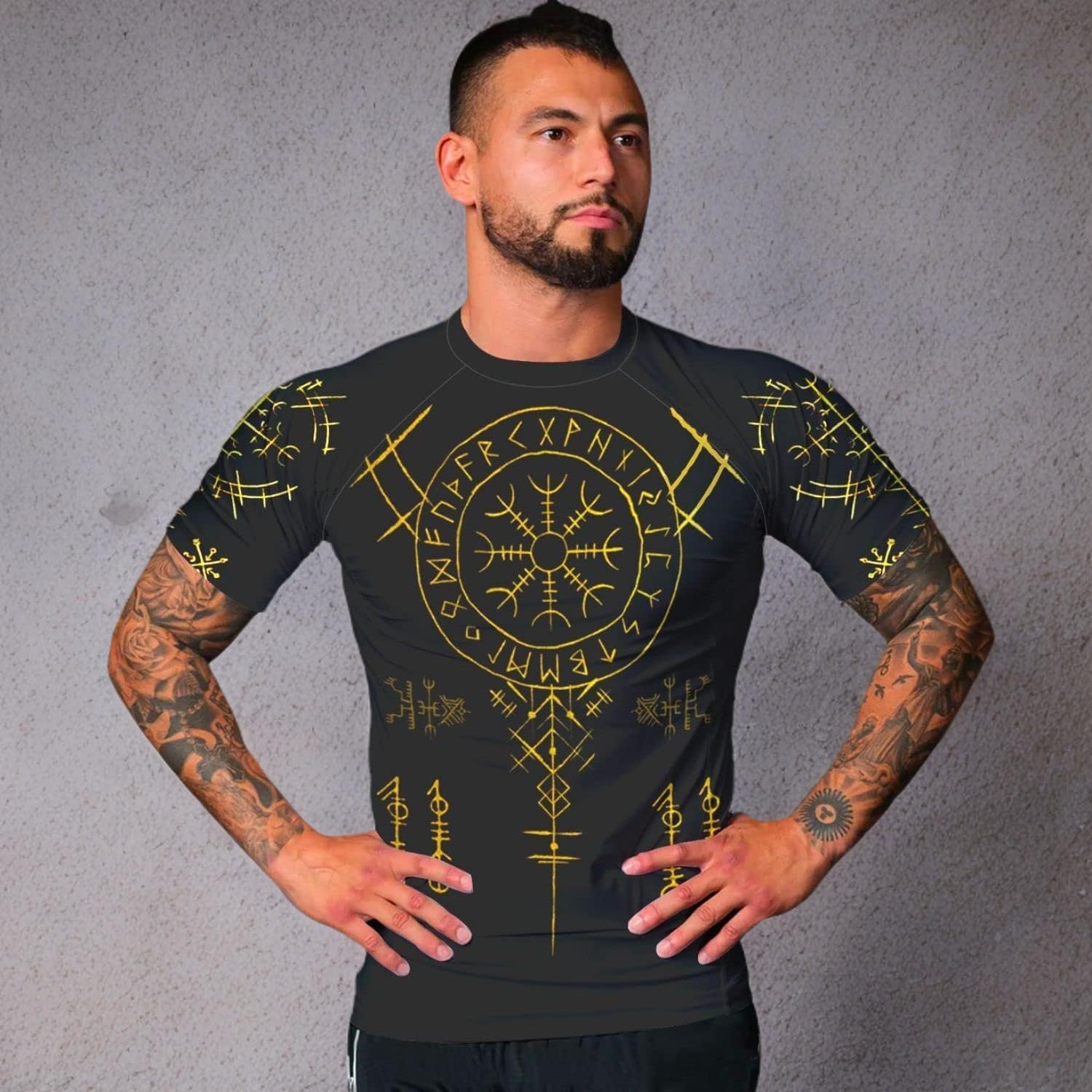 HYPEWAVE Viking Print 3D Never Fade Rash Guard Men, Ultra Soft Compression Shirt UPF 50+ Stretchable Fabric Gift BJJ - Image 7