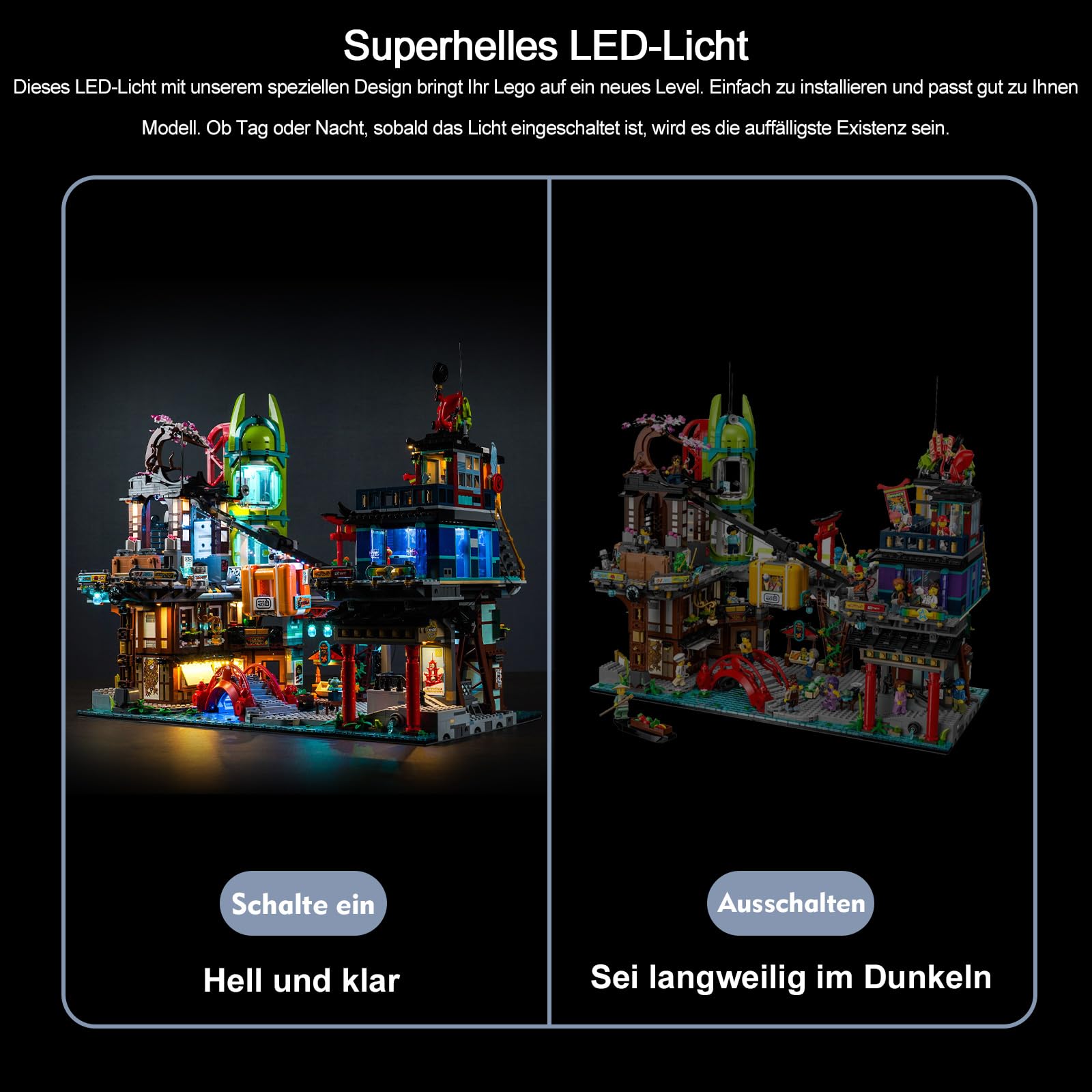 Zdalnie sterowana dekoracja Zestaw oświetleniowy do Lego Ninjago City Markets 71799 Zestaw budowlany (nie Lego), zestaw oświetlenia do Lego Ninjago City Markets, kreatywne zabawki
