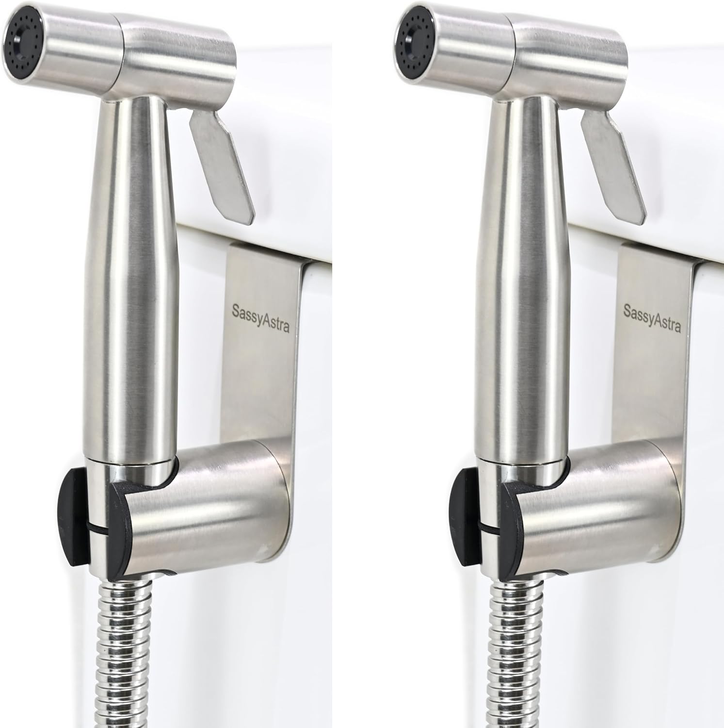Handheld Toilet Bidet Sprayer — Adjustable Water Pressure, with Hose, Feminine & Pet Wash Kit, Bathroom Hygiene Attachment for Cloth Diaper Cleaning (Easy to Install, Stainless Steel)2Pack Stainless Steel 2 Pack